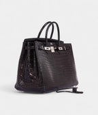 HM BK 40 Black Matte Crocodile Porosus Palladium Hardware