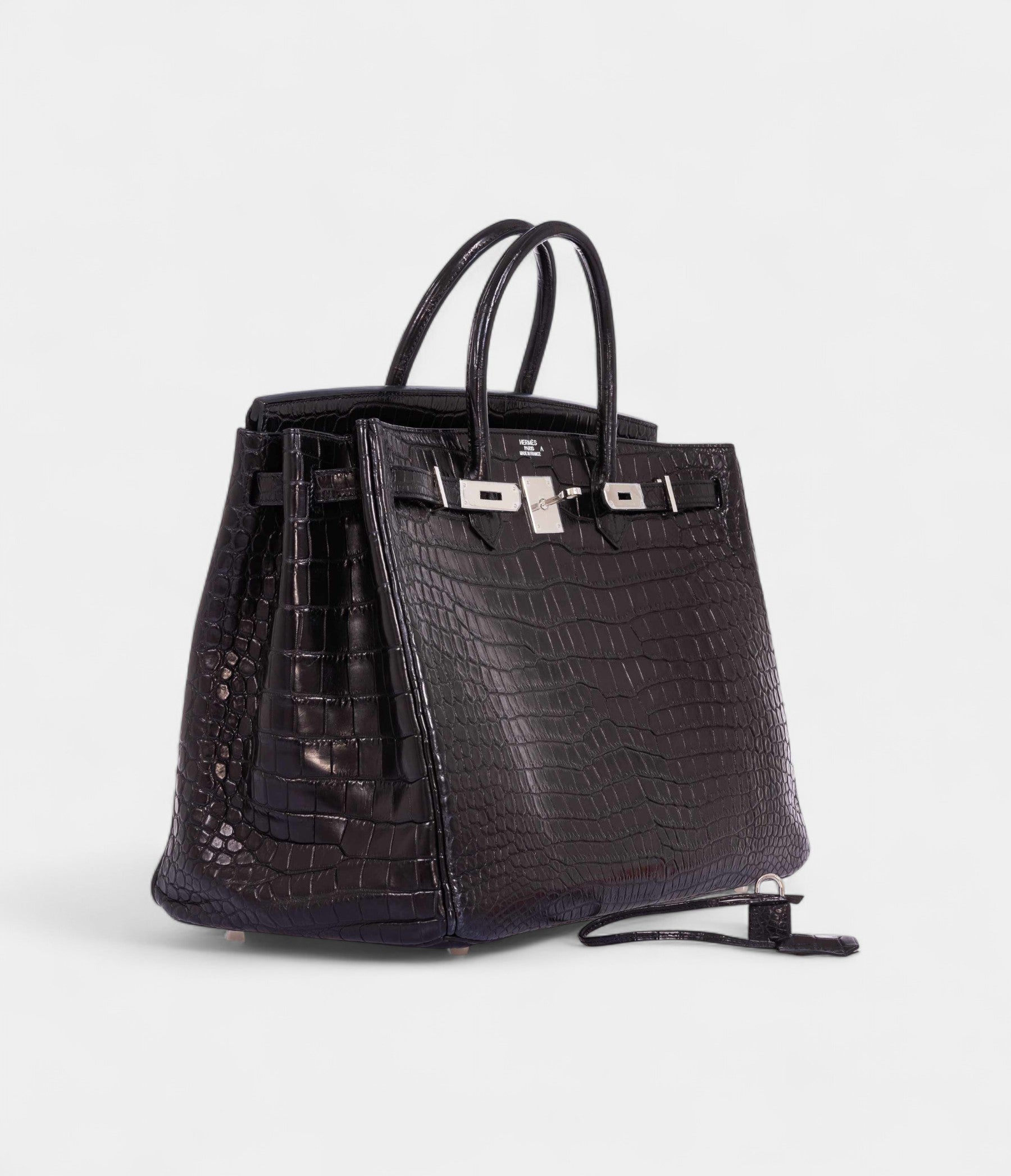 HM BK 40 Black Matte Crocodile Porosus Palladium Hardware