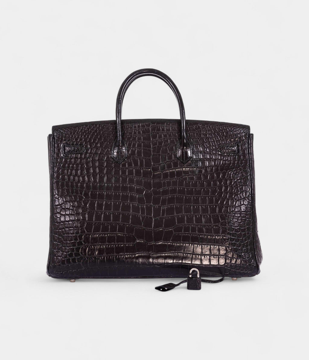 HM BK 40 Black Matte Crocodile Porosus Palladium Hardware