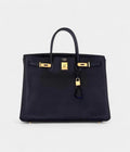 HM BK 40 Black With Bleu Electric Interior Togo Gold Hardware