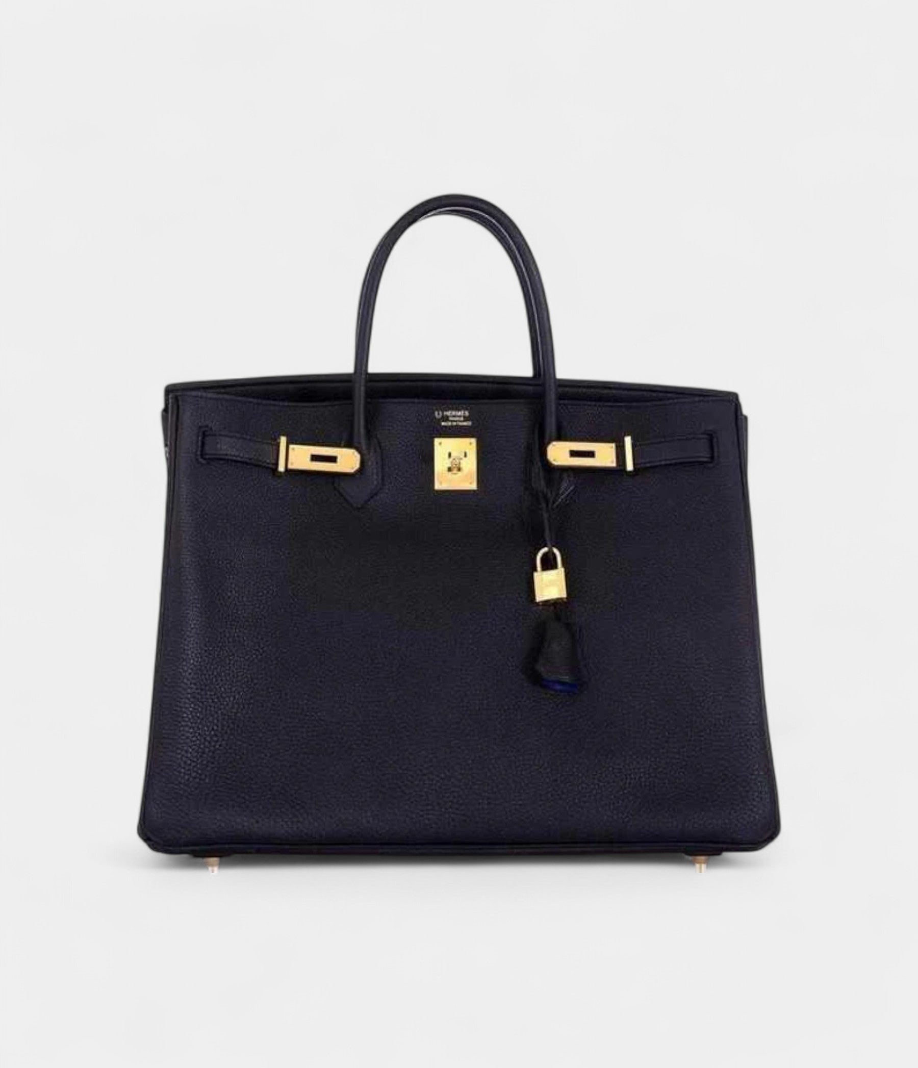 HM BK 40 Black With Bleu Electric Interior Togo Gold Hardware