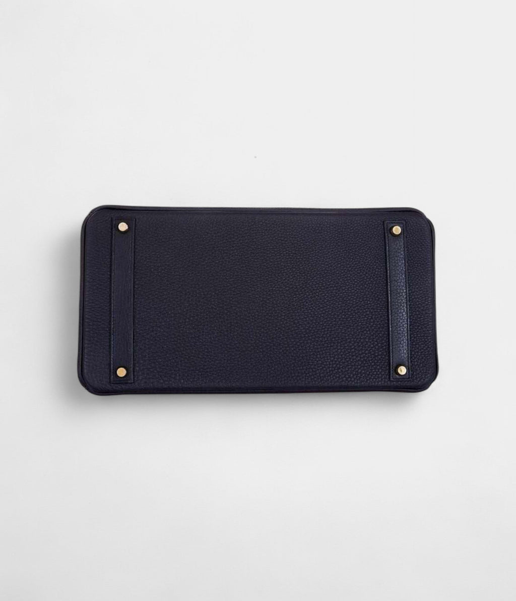 HM BK 40 Black With Bleu Electric Interior Togo Gold Hardware