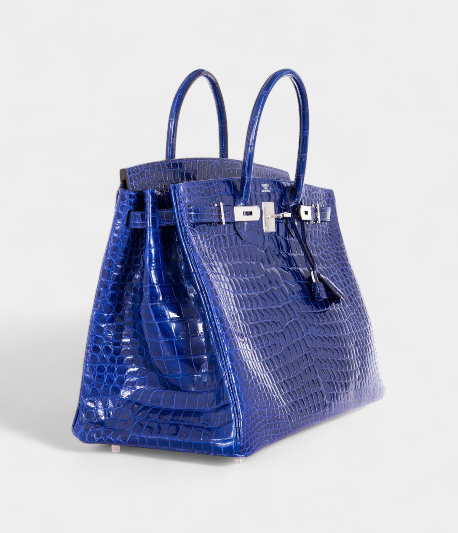HM BK 40 Blue Electric Crocodile Porosus Palladium Hardware