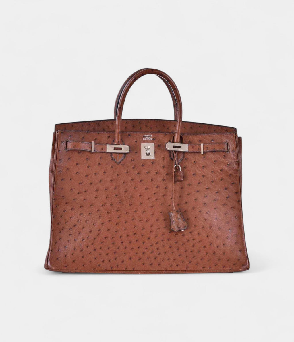 HM BK 40 Noisette Chevre Leather Beige Ostrich Palladium Hardware