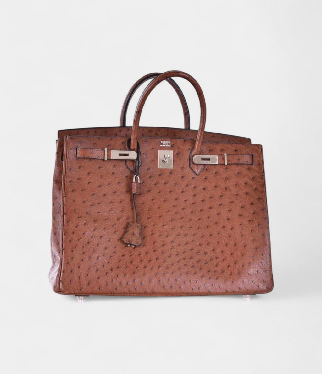 HM BK 40 Noisette Chevre Leather Beige Ostrich Palladium Hardware