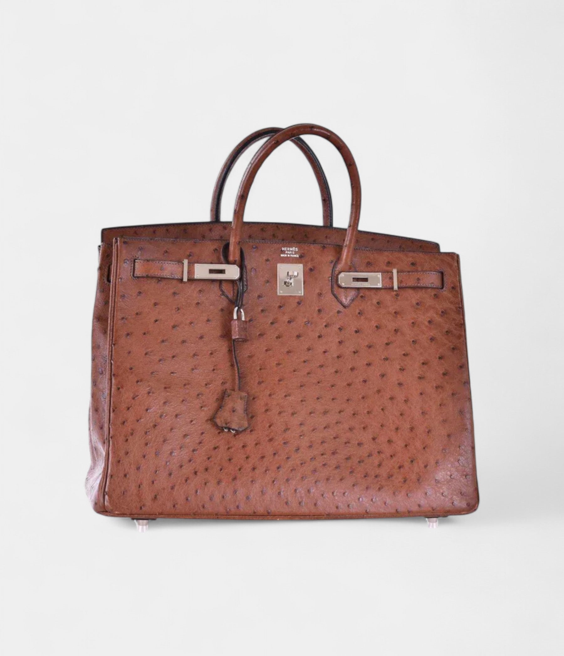 HM BK 40 Noisette Chevre Leather Beige Ostrich Palladium Hardware