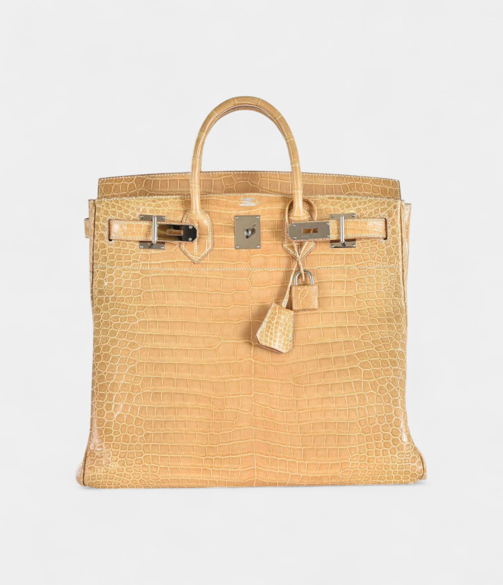 HM BK 40 Poussiere Porosus Crocodile Beige Palladium Hardware