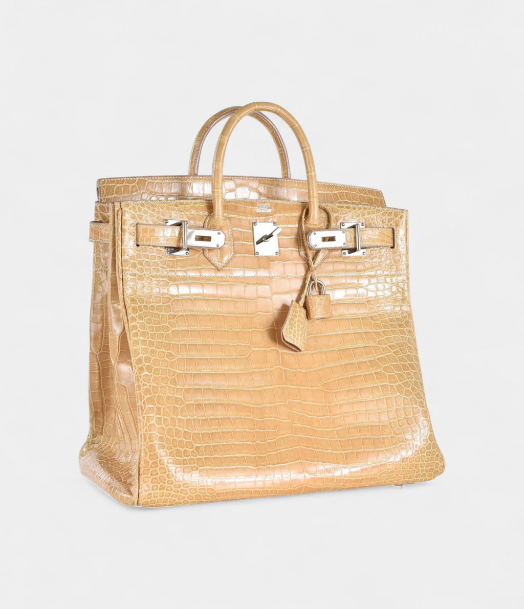 HM BK 40 Poussiere Porosus Crocodile Beige Palladium Hardware
