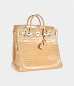 HM BK 40 Poussiere Porosus Crocodile Beige Palladium Hardware