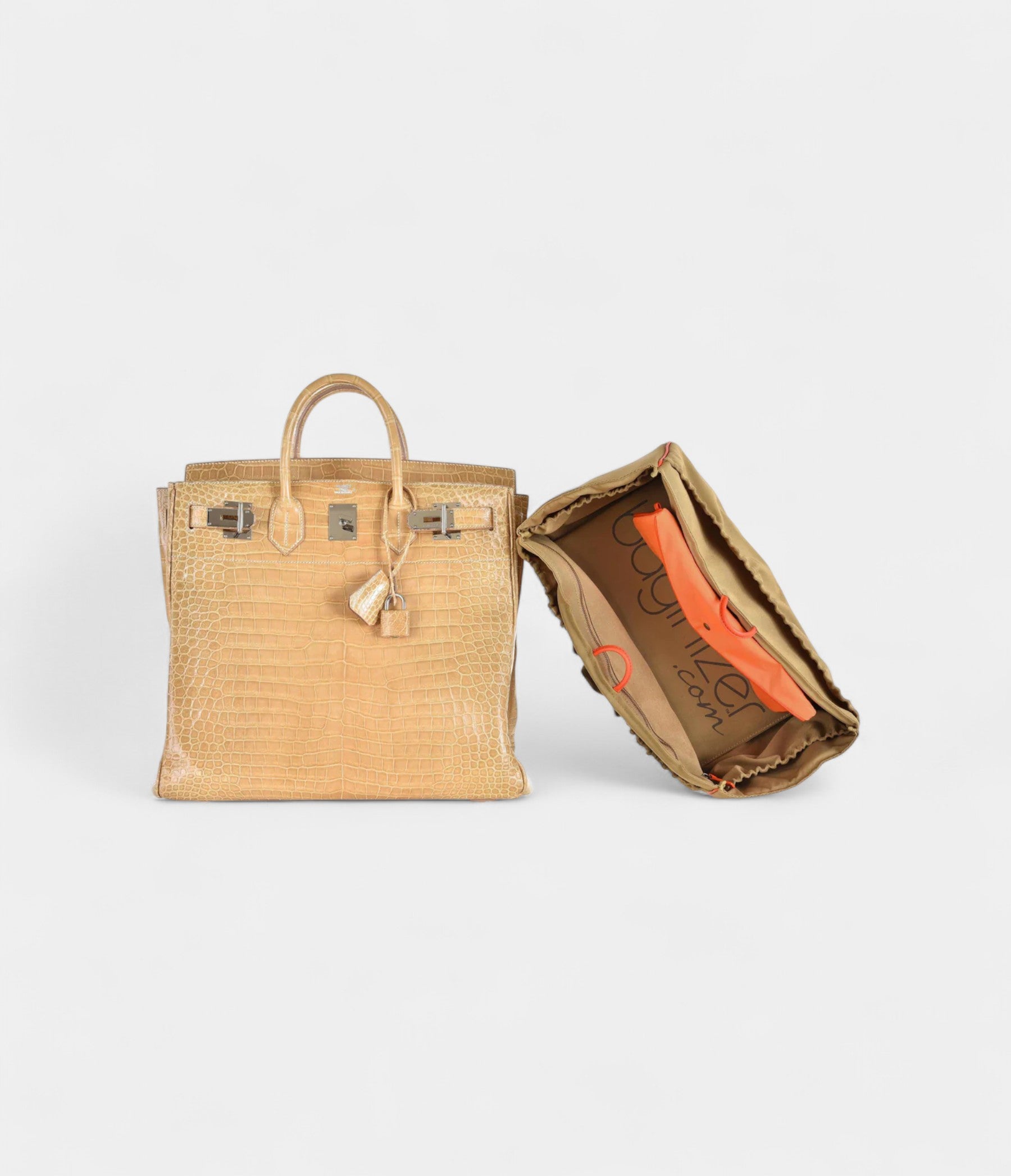 HM BK 40 Poussiere Porosus Crocodile Beige Palladium Hardware