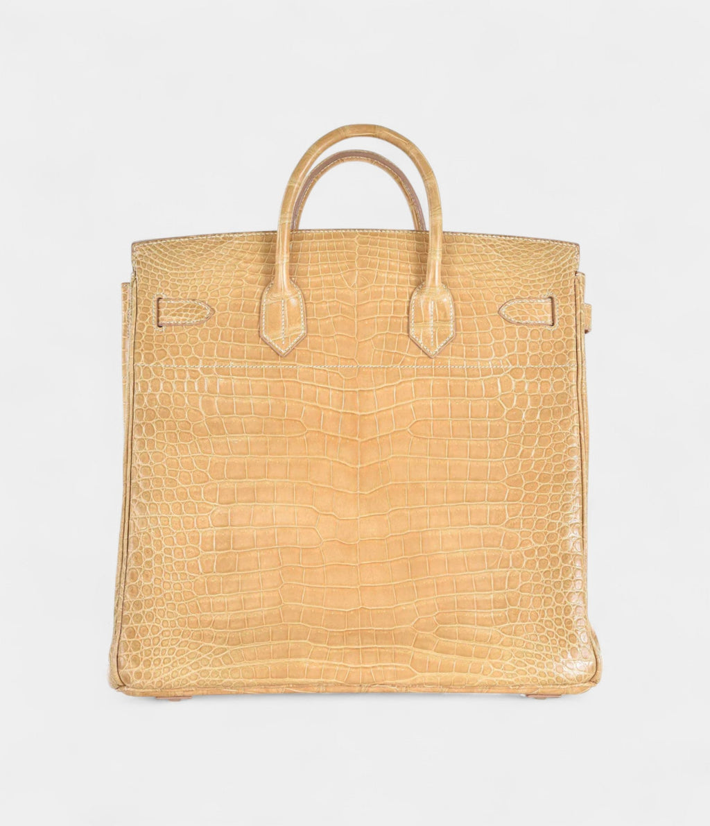 HM BK 40 Poussiere Porosus Crocodile Beige Palladium Hardware