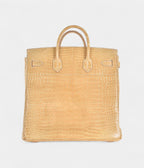 HM BK 40 Poussiere Porosus Crocodile Beige Palladium Hardware