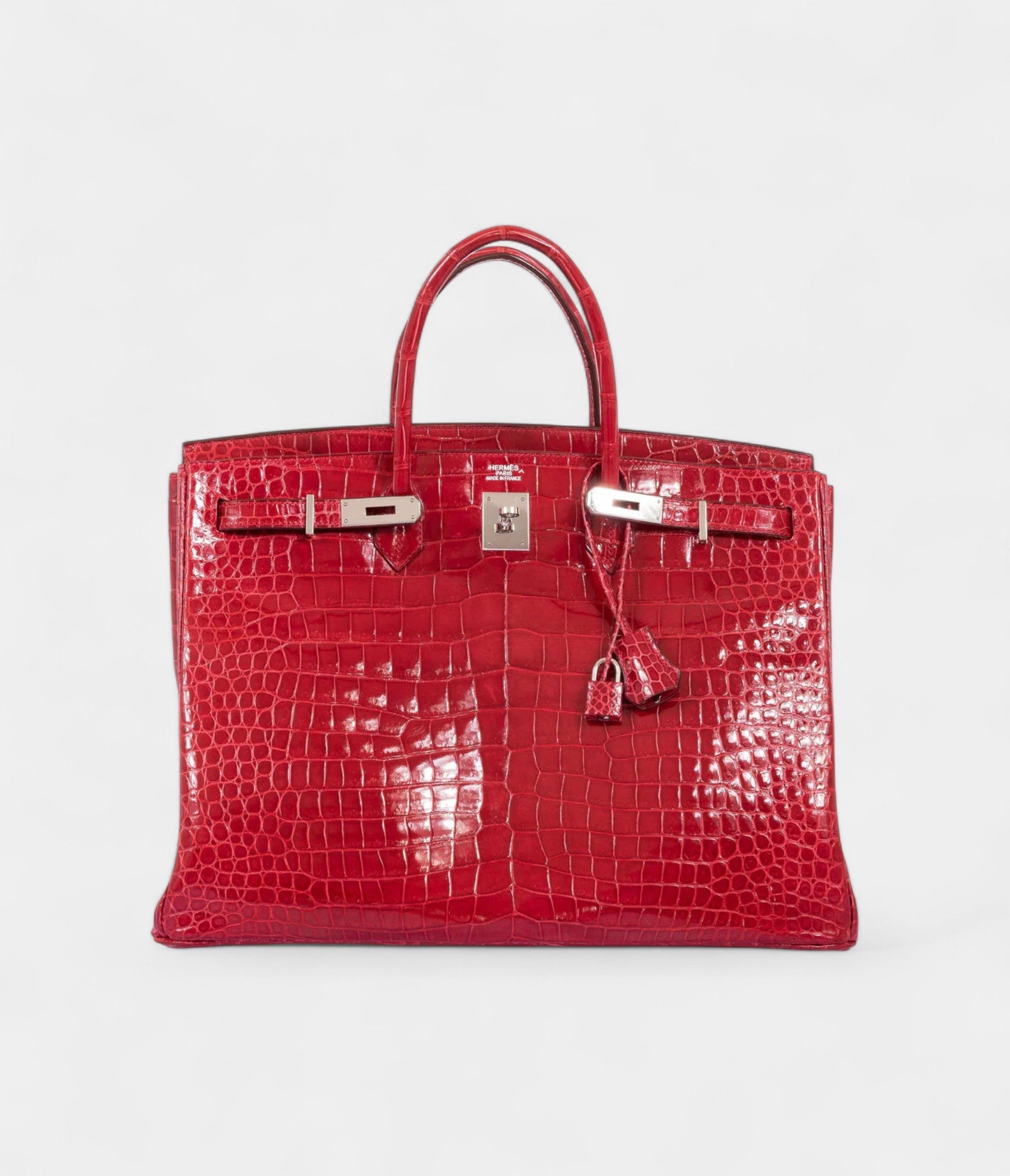 HM BK 40 Red Braise Porosus Crocodile Palladium Hardware
