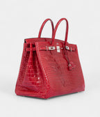 HM BK 40 Red Braise Porosus Crocodile Palladium Hardware