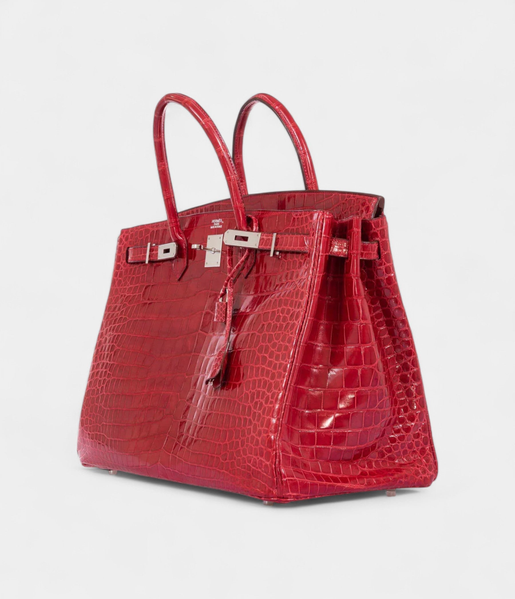 HM BK 40 Red Braise Porosus Crocodile Palladium Hardware