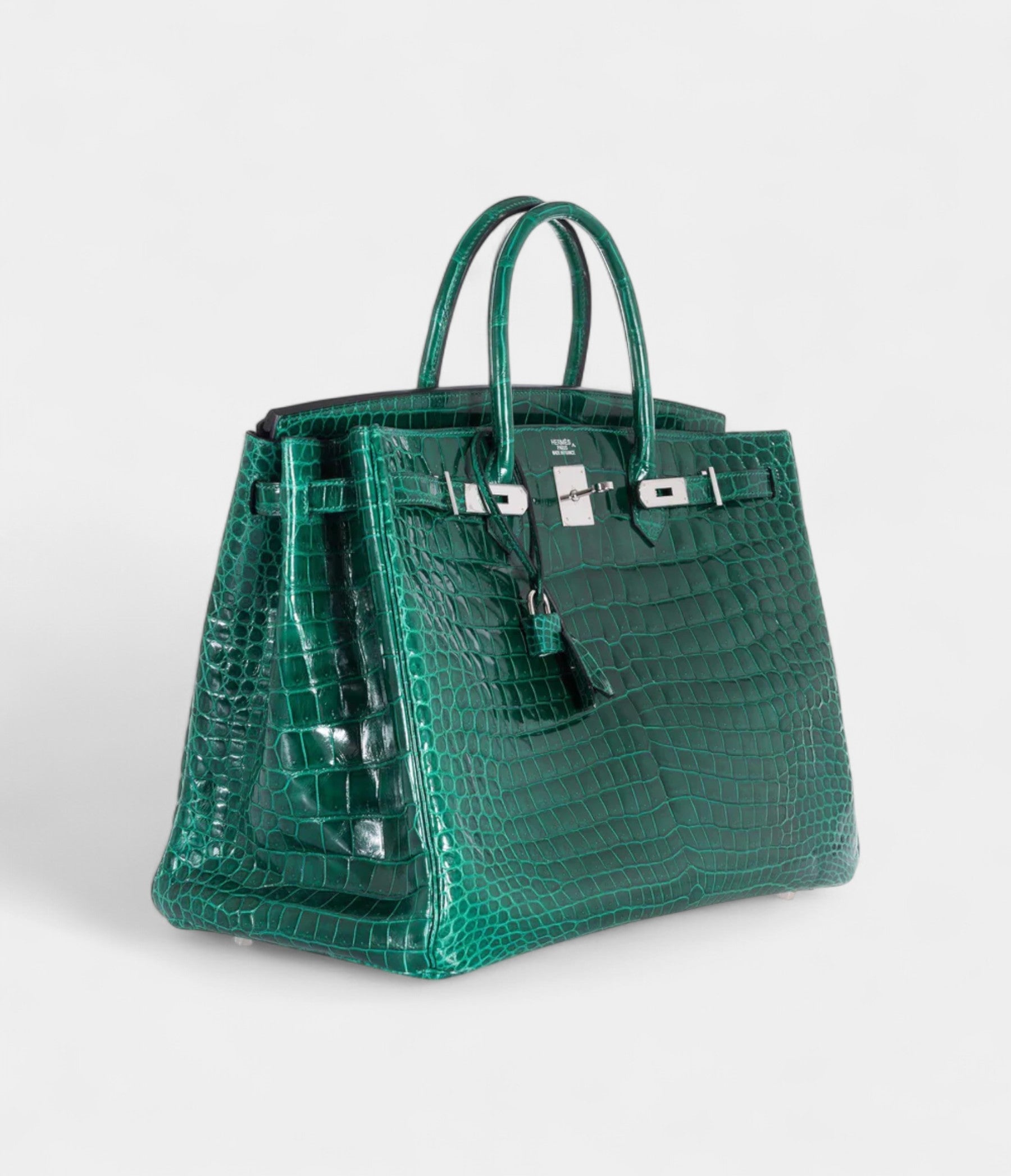 HM BK 40 Vert Emerald Porosus Crocodile Palladium Hardware
