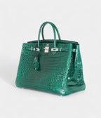 HM BK 40 Vert Emerald Porosus Crocodile Palladium Hardware