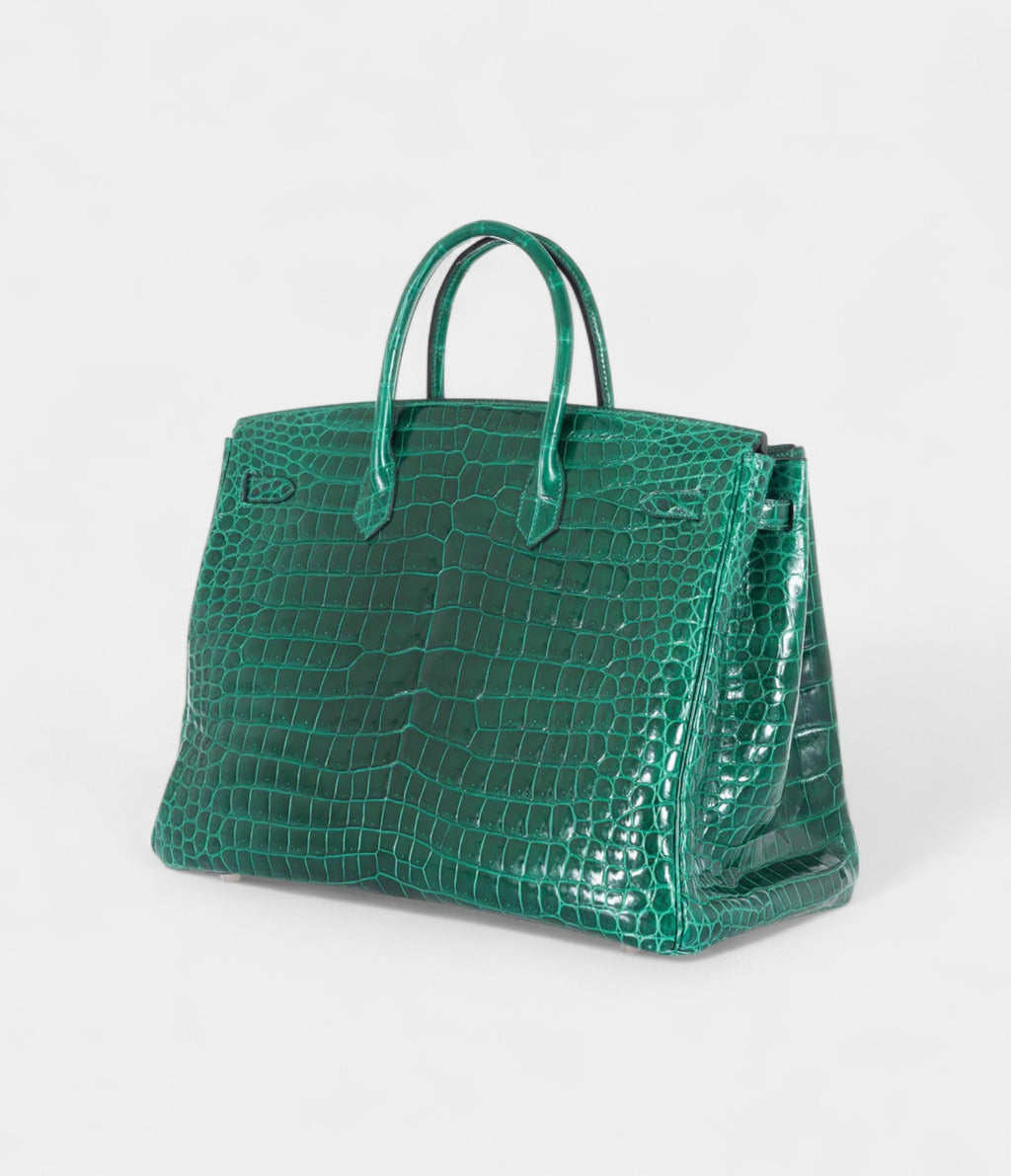 HM BK 40 Vert Emerald Porosus Crocodile Palladium Hardware