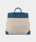 Hermes BK 40 Wool Tote Blue Leather Bag
