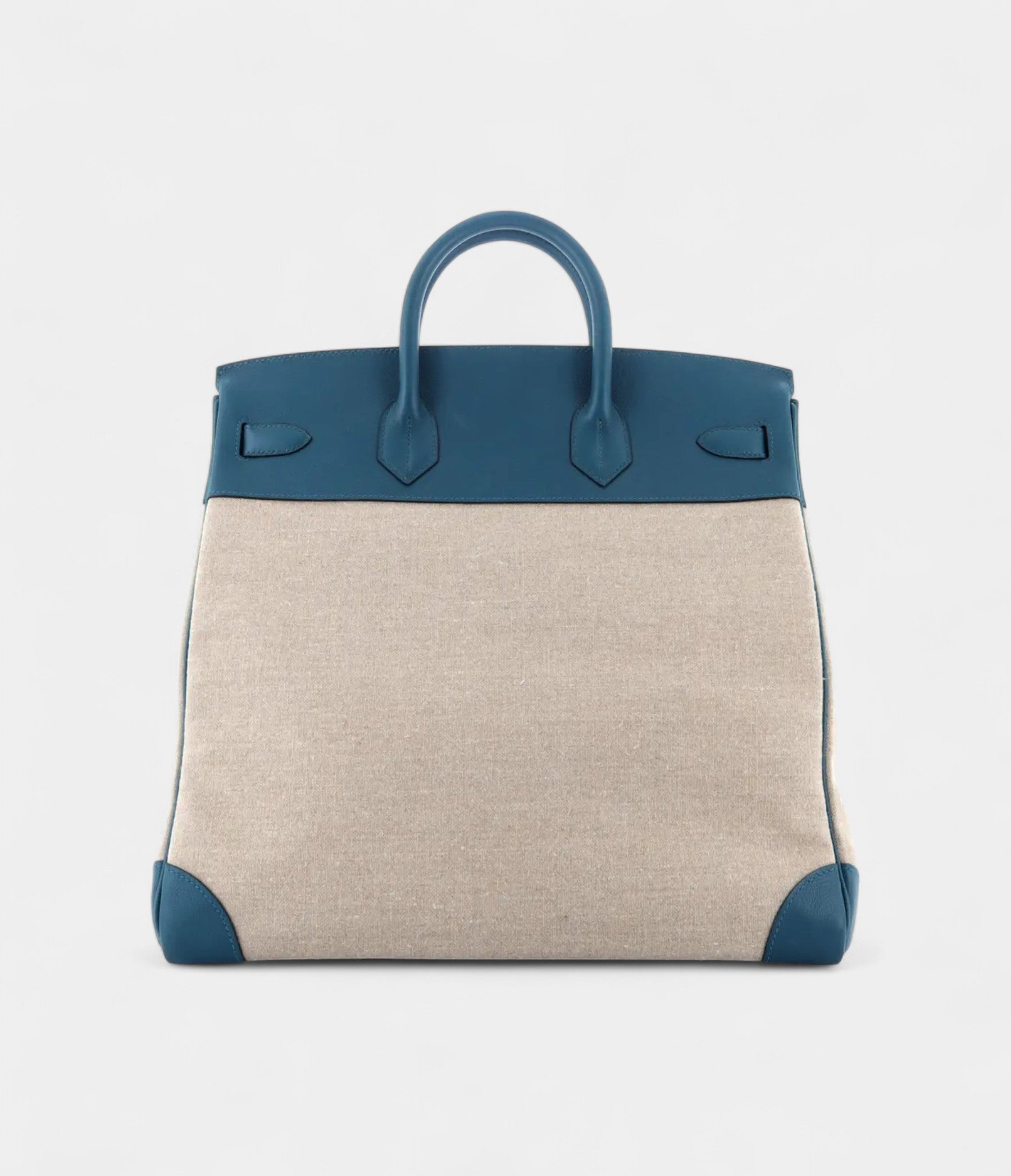 Hermes BK 40 Wool Tote Blue Leather Bag