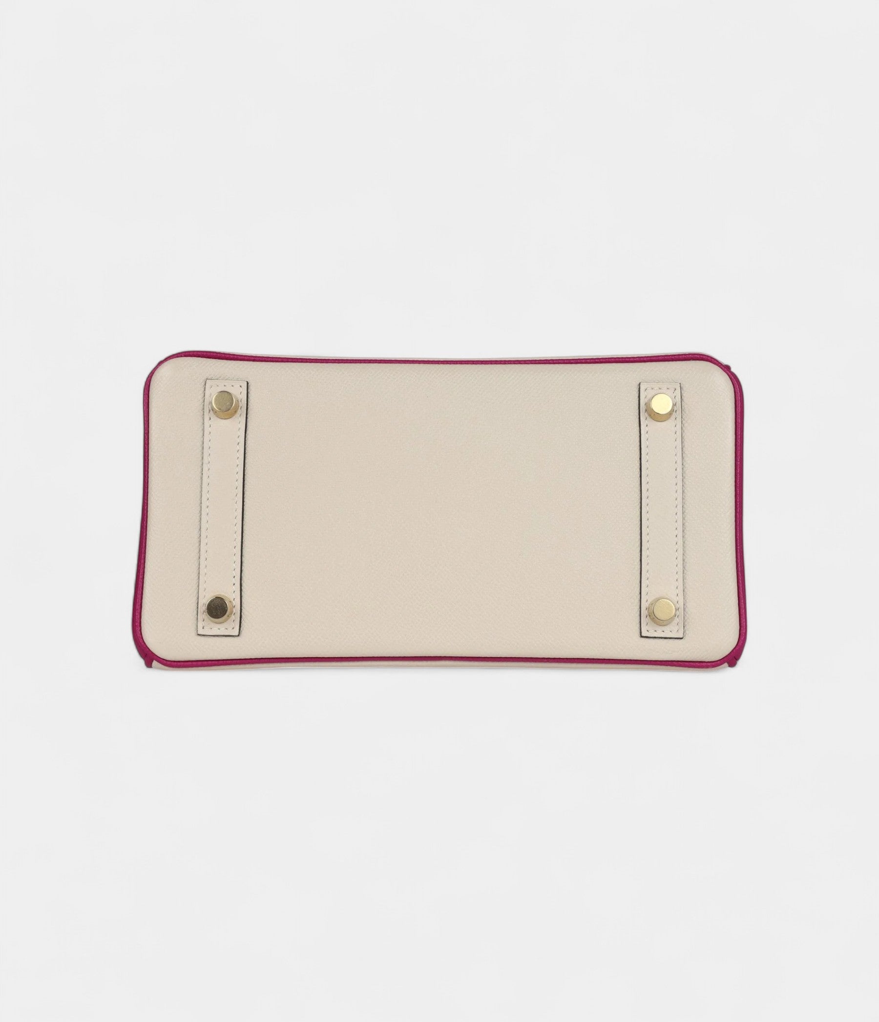 HM BK Sellier 25 Craie and Rose Pourpre Epsom Brushed Gold Hardware