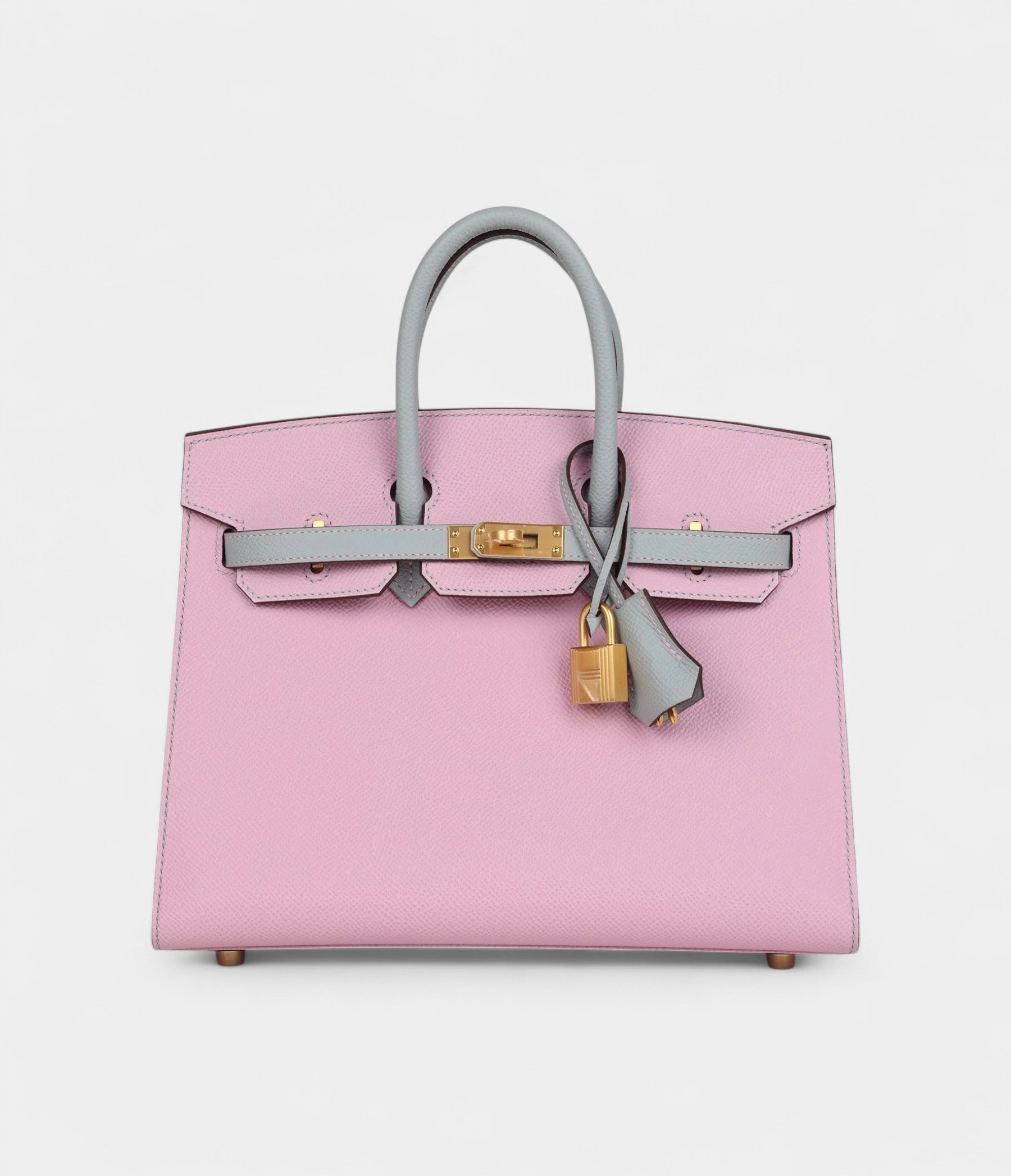 HM BK Sellier 25 Mauve Sylvestre and Bleu Glacier Epsom Brushed Gold Hardware