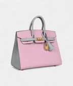 HM BK Sellier 25 Mauve Sylvestre and Bleu Glacier Epsom Brushed Gold Hardware