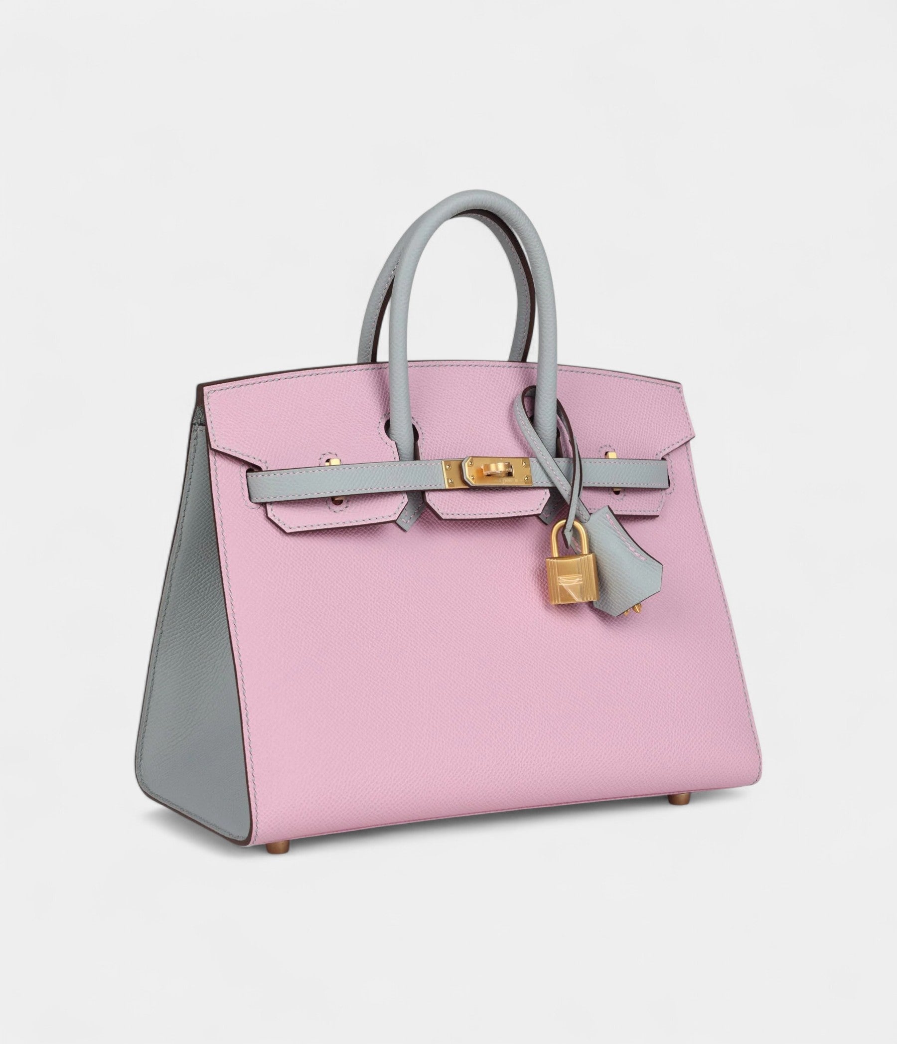 HM BK Sellier 25 Mauve Sylvestre and Bleu Glacier Epsom Brushed Gold Hardware