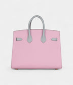 HM BK Sellier 25 Mauve Sylvestre and Bleu Glacier Epsom Brushed Gold Hardware