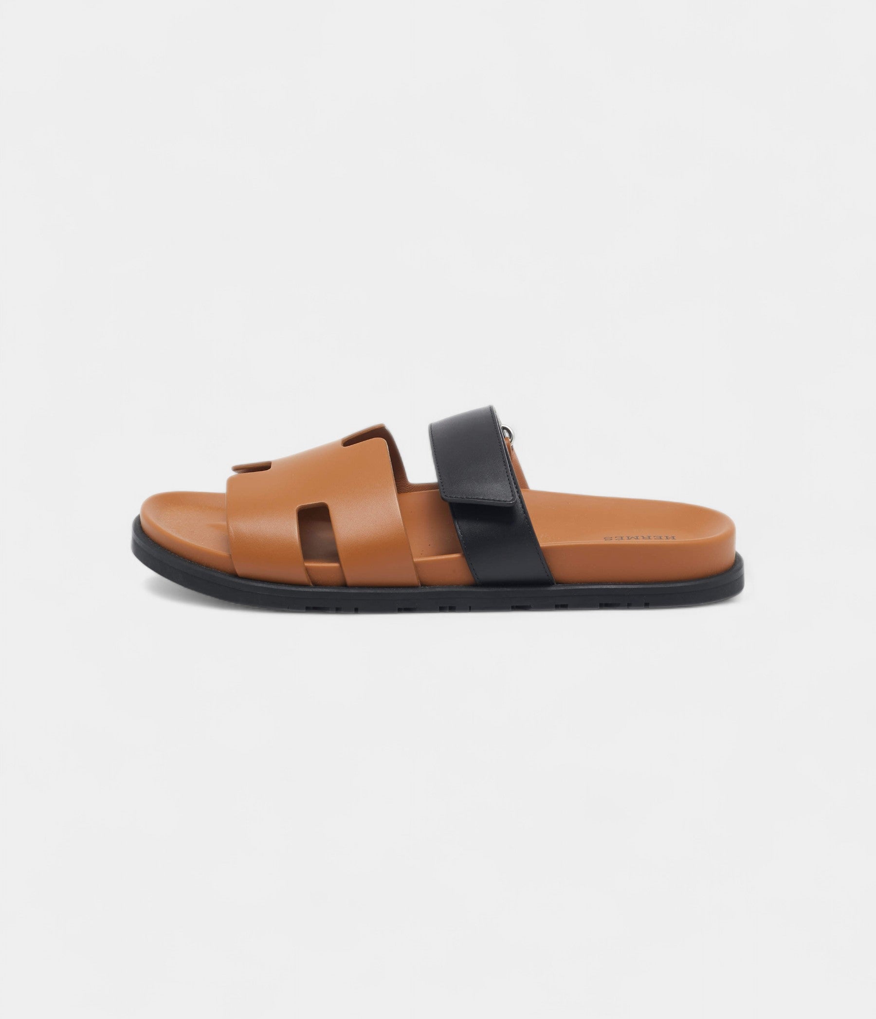 Hermes Black/Brown Leather Chypre Sandals 44 EU