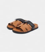 Hermes Black/Brown Leather Chypre Sandals 44 EU
