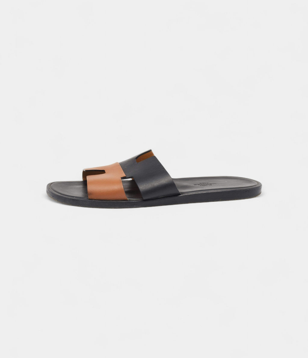 Hermes Black/Brown Leather Izmir Sandals 42 EU