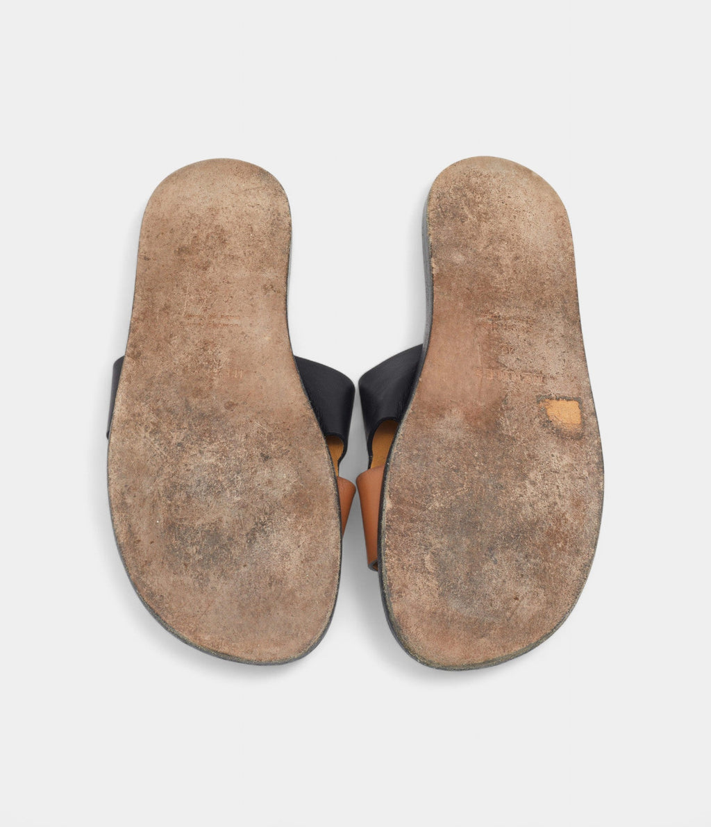 Hermes Black/Brown Leather Izmir Sandals 42 EU