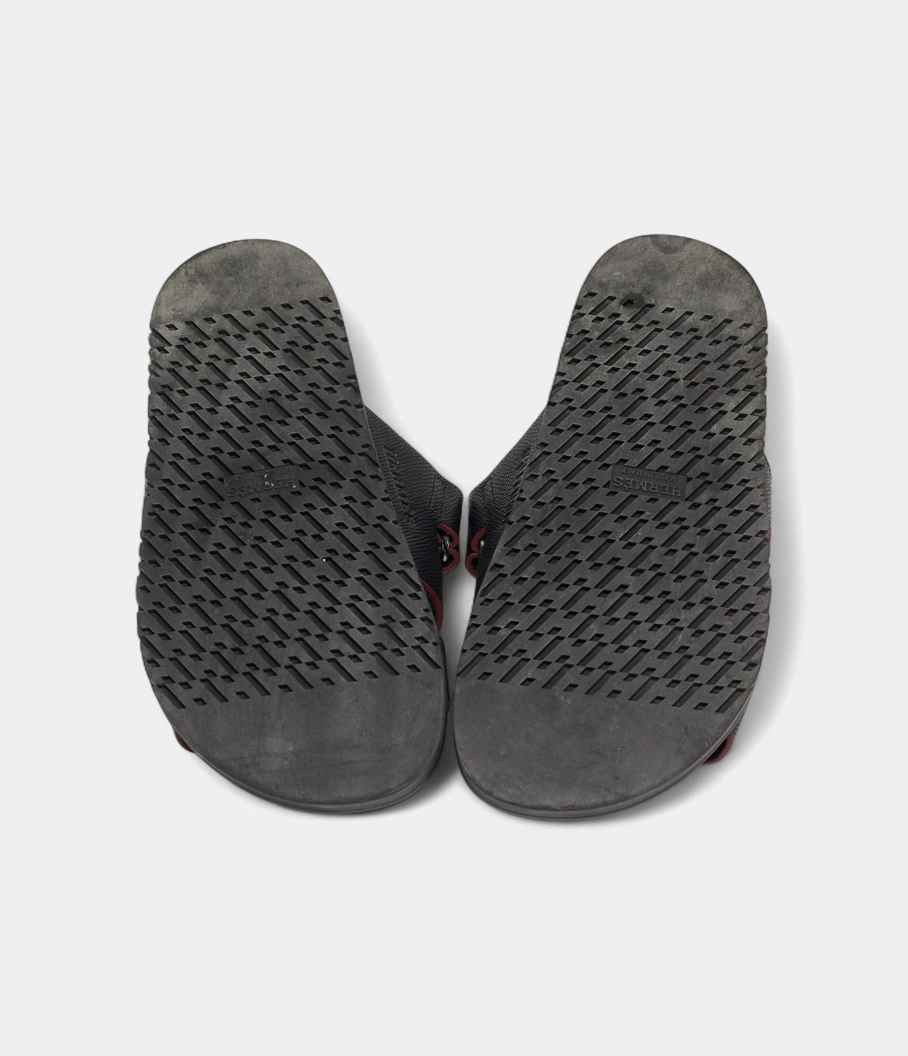 Hermes Black Leather Chypre Sandals 37 EU