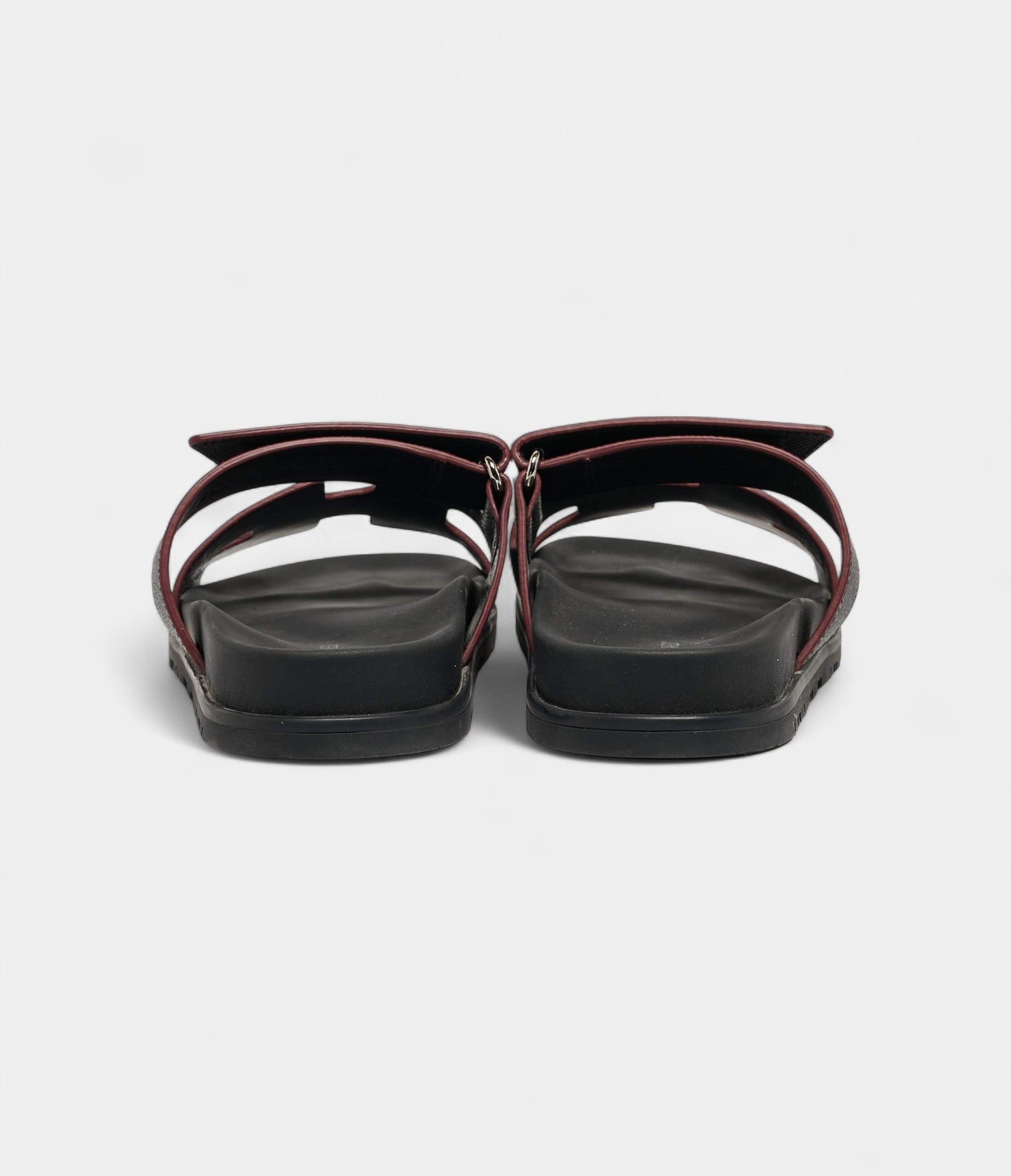 Hermes Black Leather Chypre Sandals 37 EU