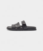 Hermes Black Leather Chypre Sandals 45.5 EU