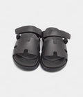 Hermes Black Leather Chypre Sandals 45.5 EU