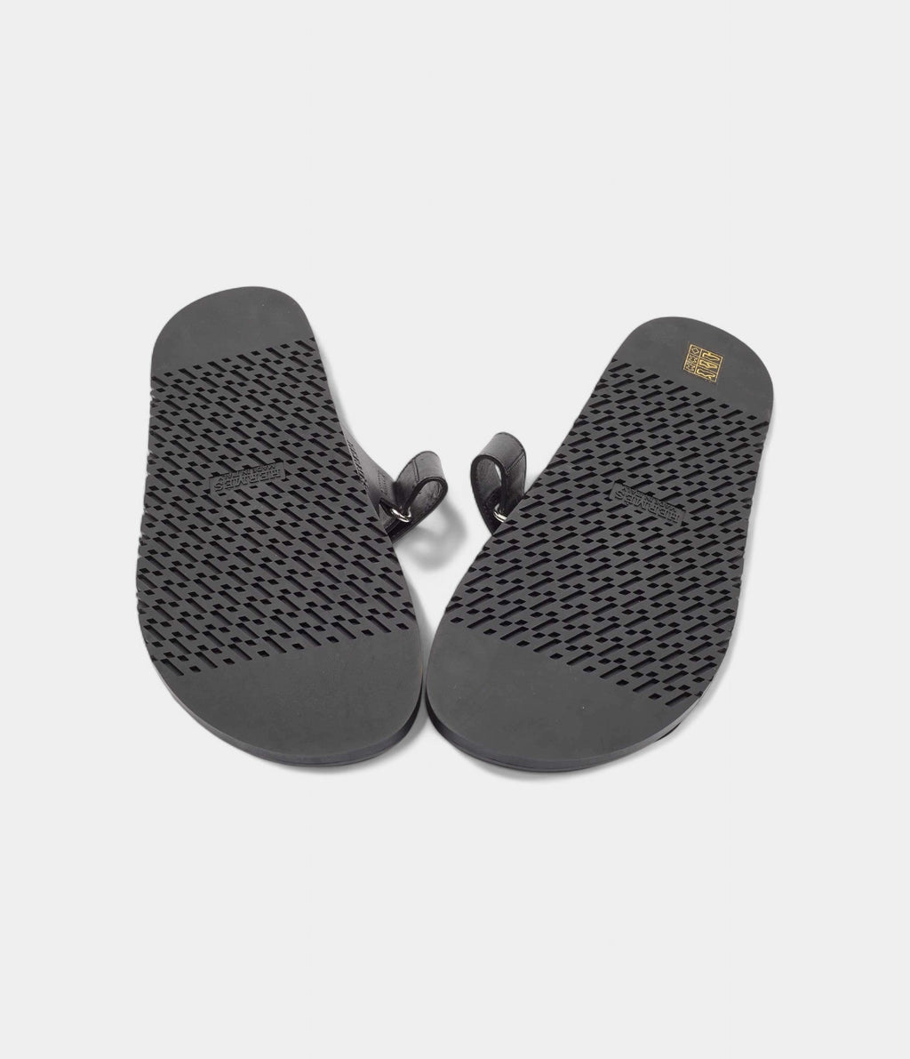 Hermes Black Leather Chypre Sandals 45.5 EU