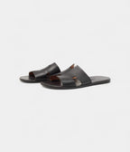 Hermes Black Leather Izmir Flat Slides 44 EU