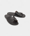 Hermes Black Leather Izmir Flat Slides 44 EU