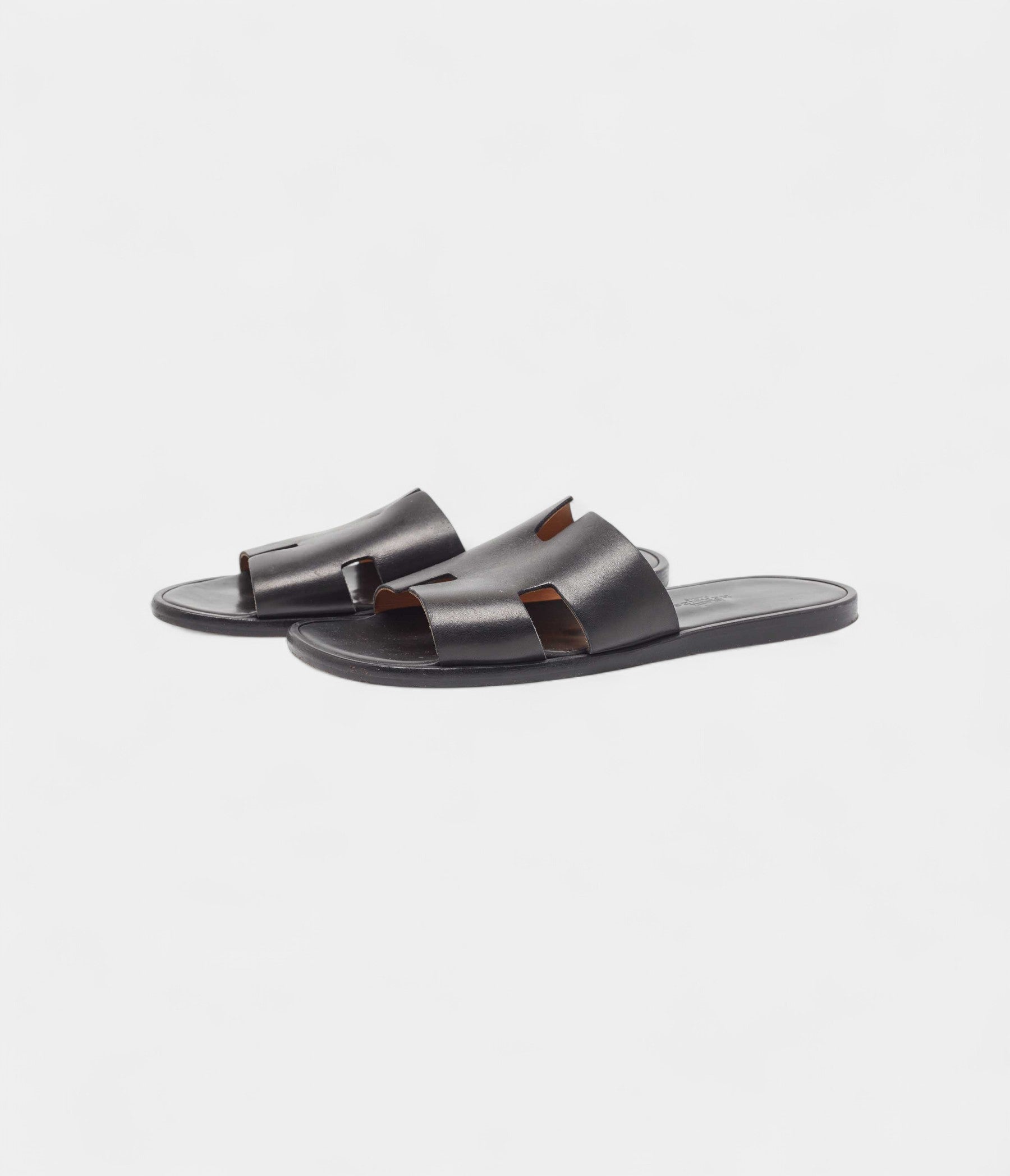 Hermes Black Leather Izmir Sandals 41 EU