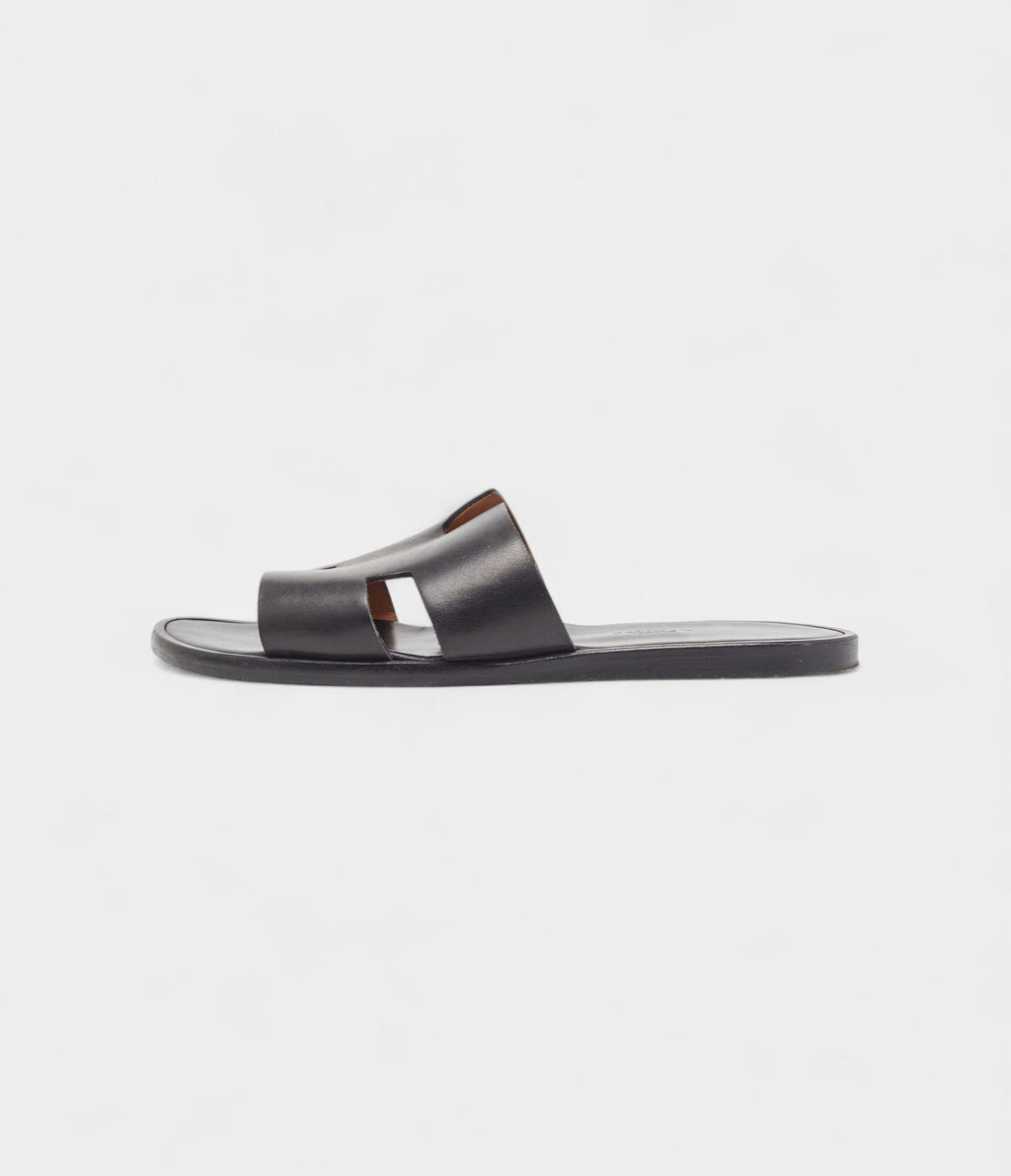 Hermes Black Leather Izmir Sandals 41 EU