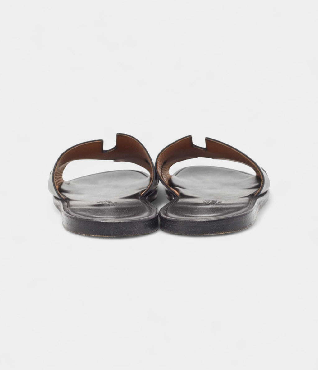 Hermes Black Leather Izmir Sandals 41 EU