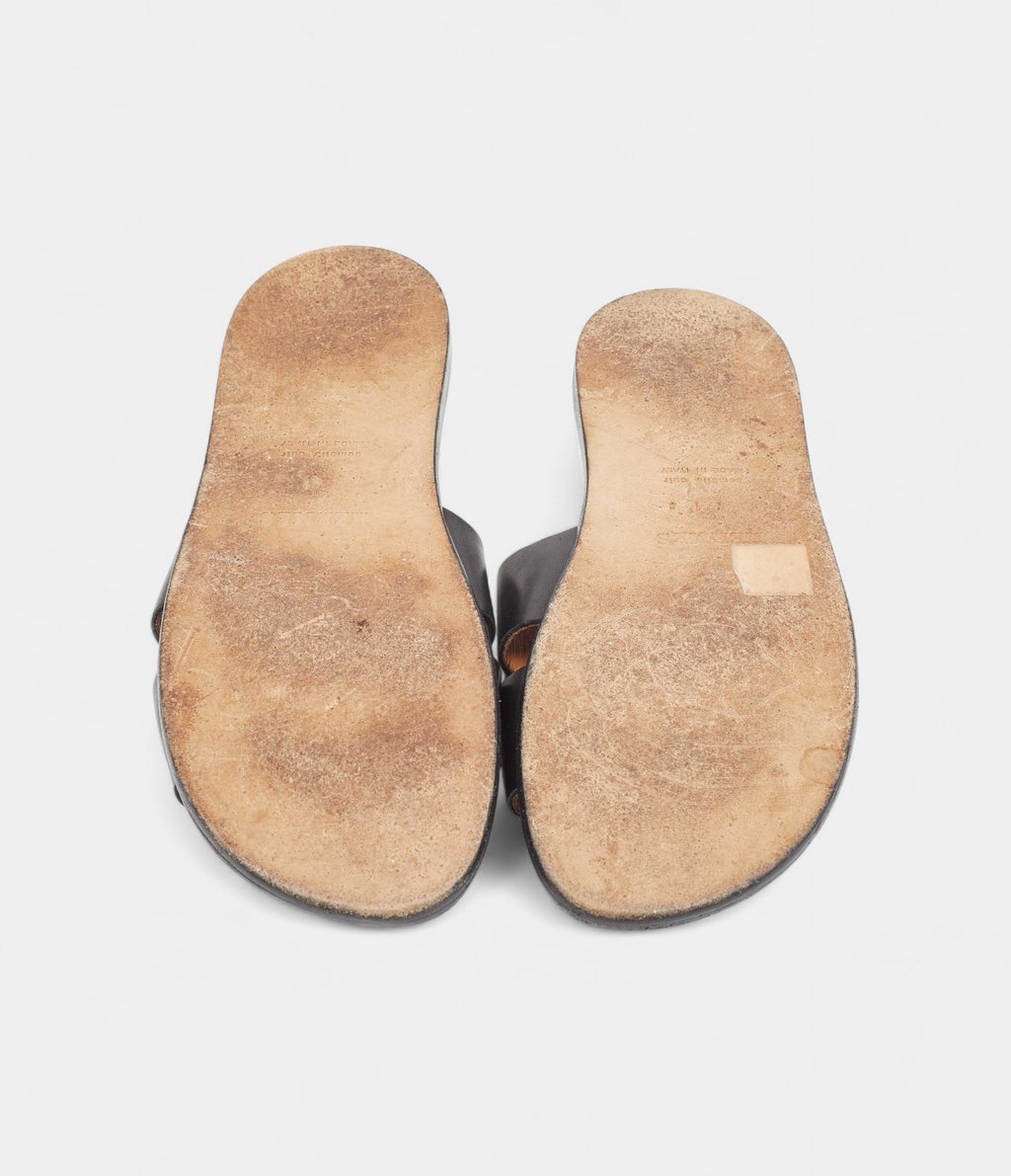 Hermes Black Leather Izmir Sandals 41 EU