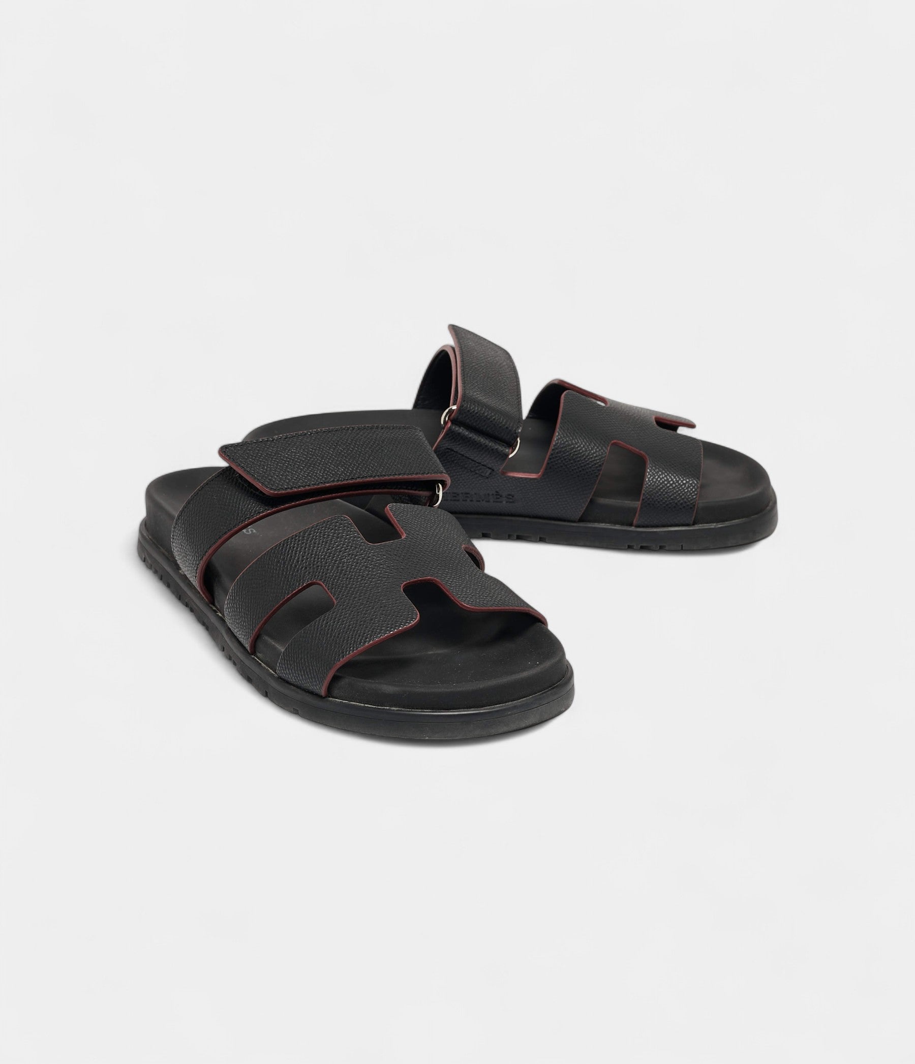 Hermes Black Leather Izmir Sandals 43 EU