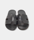 Hermes Black Leather Izmir Sandals 43 EU