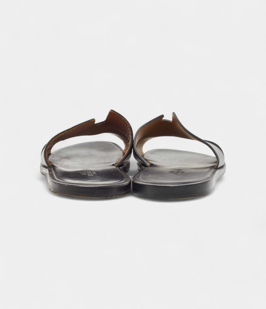 Hermes Black Leather Izmir Sandals 43 EU