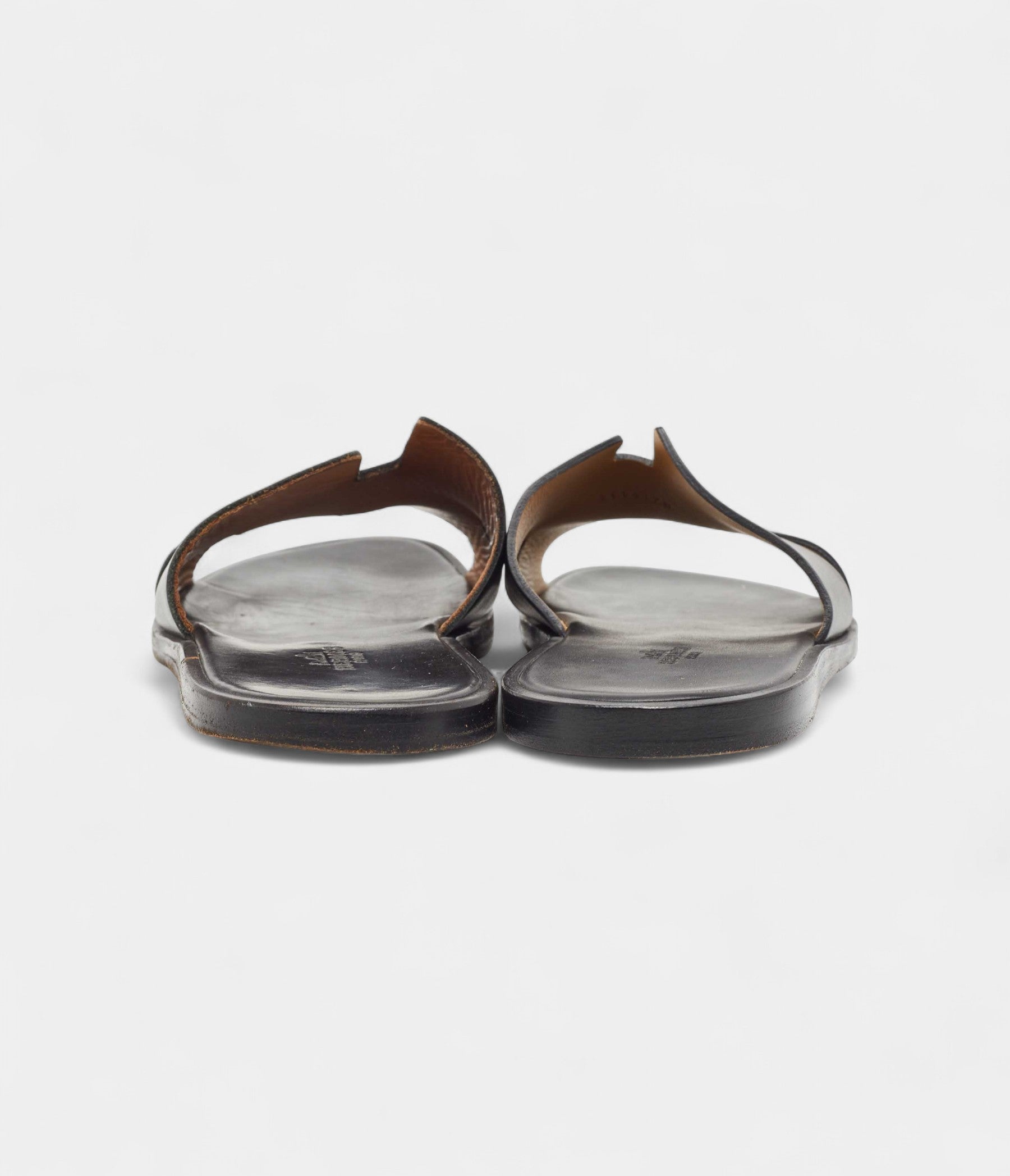Hermes Black Leather Izmir Sandals 43 EU