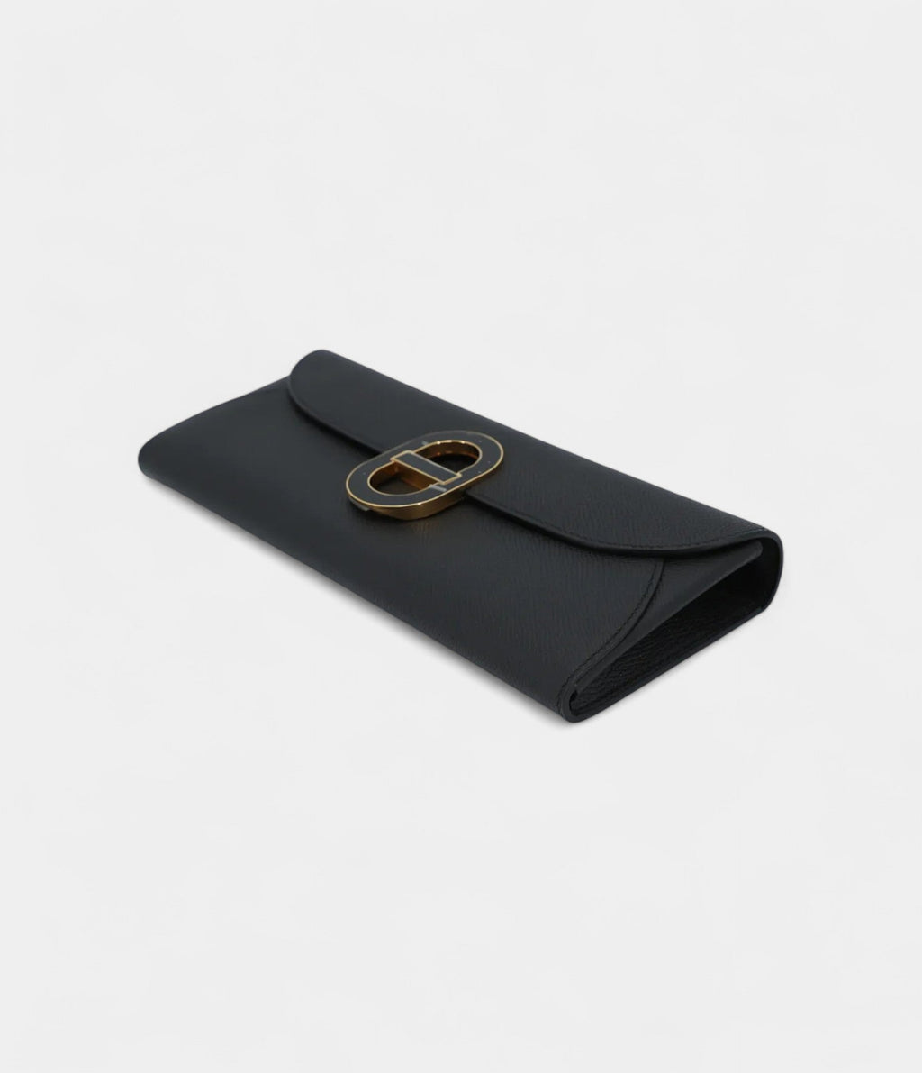 HERMÈS Maillon To Go wallet Black Epsom Enamel hardware
