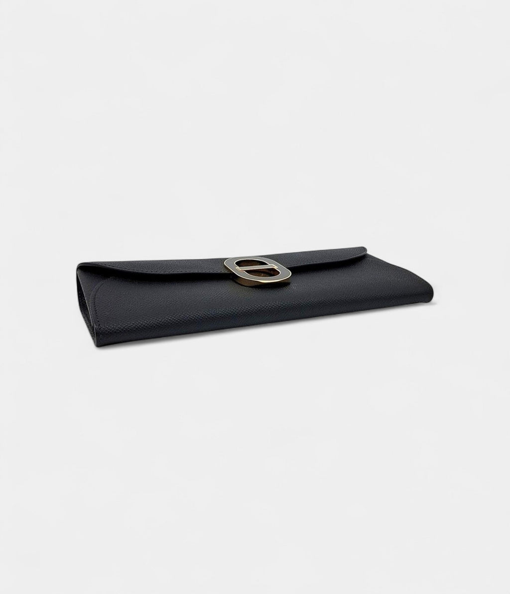 Hermes Black Leather Maillon To-Go Wallet